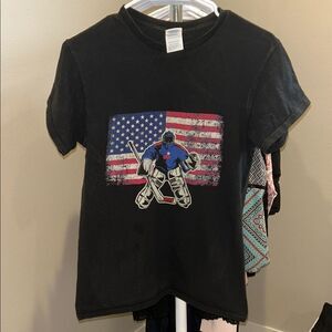 Black USA Hockey Goalie Graphic Adult T-Shirt, Size Small